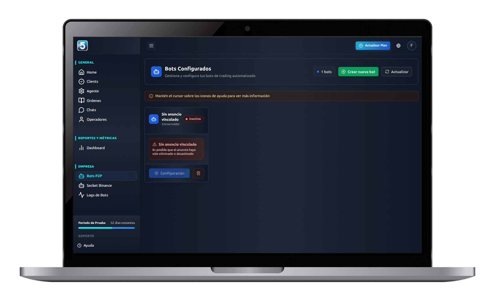 Bot de Posicionamiento Dashboard - Automatización de precios P2P Binance